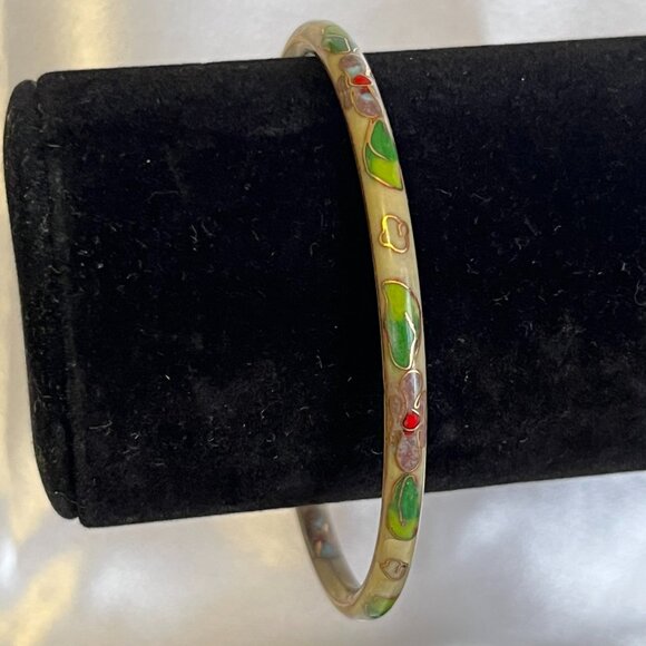 Jewelry - Vintage Asian‑Inspired Hand‑Painted Tan Enamel Bangle Bracelet – Buy 2/Get 3